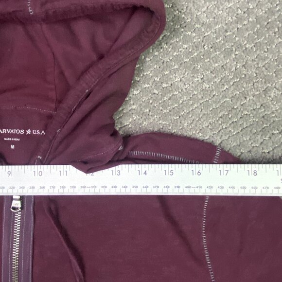 John Varvatos Peace Sign Logo Hoodie Men's Medium Burgundy Full Zip Up - Picture 11 of 13
